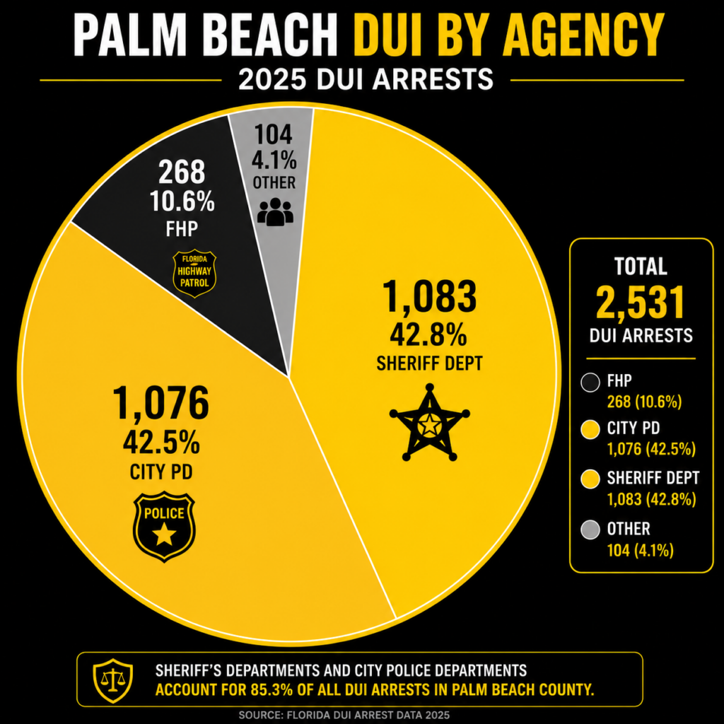 this is a chart that shows the amount of dui arrests in palm beach county and the law enforcement agencies